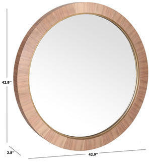 Safavieh Paulson Round Wood Mirror – Elegant Wood And Metal Design Perfect For Modern And Classic Interiors Walnut 4% Metal,38% Mirror,34% Cork Veneer,24% Manufactured Wood Cmi4001b