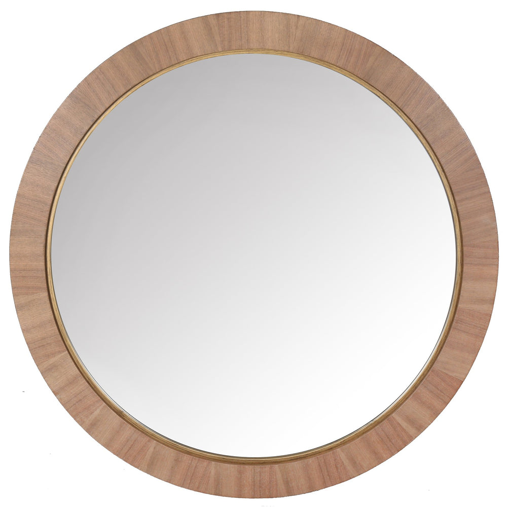 Safavieh Paulson Round Wood Mirror – Elegant Wood And Metal Design Perfect For Modern And Classic Interiors Walnut 4% Metal,38% Mirror,34% Cork Veneer,24% Manufactured Wood Cmi4001b