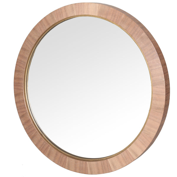 Safavieh Paulson Round Wood Mirror – Elegant Wood And Metal Design Perfect For Modern And Classic Interiors Walnut 4% Metal,38% Mirror,34% Cork Veneer,24% Manufactured Wood Cmi4001b