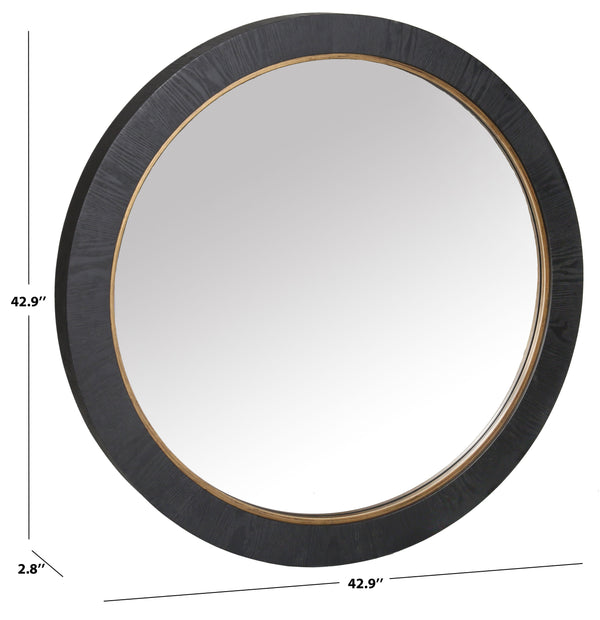 Safavieh Paulson Round Wood Mirror – Elegant Wood And Metal Design Perfect For Modern And Classic Interiors Black 4% Metal,38% Mirror,34% Cork Veneer,24% Manufactured Wood Cmi4001c