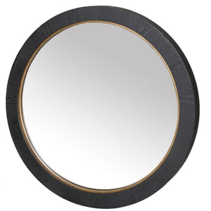 Safavieh Paulson Round Wood Mirror – Elegant Wood And Metal Design Perfect For Modern And Classic Interiors Black 4% Metal,38% Mirror,34% Cork Veneer,24% Manufactured Wood Cmi4001c