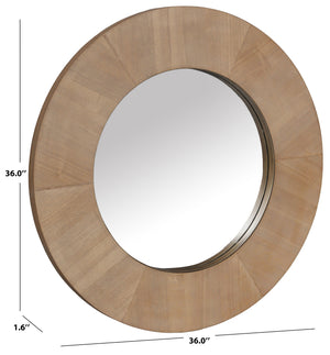 Safavieh Netta Round Wood Mirror - Elegant Home Decor Accent For Entryways, Living Rooms, And Bedrooms Natural 4% Metal,26% Mirror,44% Cork Veneer,26% Manufactured Wood Cmi4002a