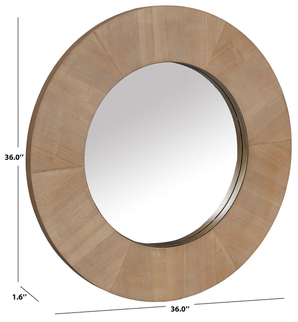 Safavieh Netta Round Wood Mirror - Elegant Home Decor Accent For Entryways, Living Rooms, And Bedrooms Natural 4% Metal,26% Mirror,44% Cork Veneer,26% Manufactured Wood Cmi4002a