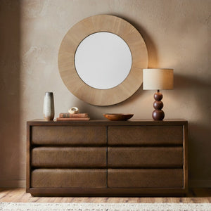 Safavieh NETTA Round Wood Mirror – Modern Circular Design for Stylish Home Decor and Versatile Placement Options Natural CMI4002A