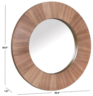 Safavieh Netta Round Wood Mirror - Elegant Home Decor Accent For Entryways, Living Rooms, And Bedrooms Walnut 4% Metal,26% Mirror,44% Cork Veneer,26% Manufactured Wood Cmi4002b