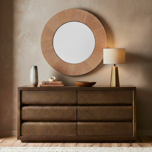 Safavieh NETTA Round Wood Mirror – Modern Circular Design for Stylish Home Decor and Versatile Placement Options Walnut CMI4002B