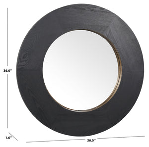 Safavieh Netta Round Wood Mirror - Elegant Home Decor Accent For Entryways, Living Rooms, And Bedrooms Black 4% Metal,26% Mirror,44% Cork Veneer,26% Manufactured Wood Cmi4002c