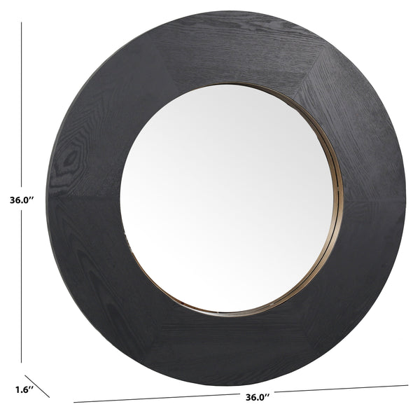 Safavieh Netta Round Wood Mirror - Elegant Home Decor Accent For Entryways, Living Rooms, And Bedrooms Black 4% Metal,26% Mirror,44% Cork Veneer,26% Manufactured Wood Cmi4002c