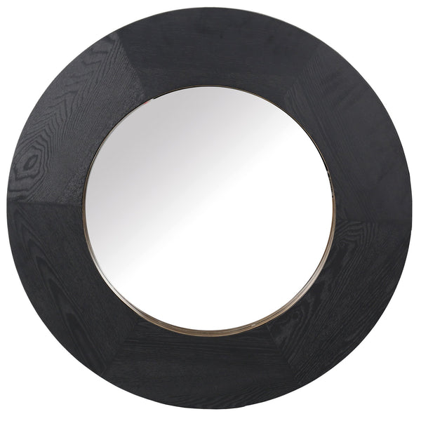 Safavieh Netta Round Wood Mirror - Elegant Home Decor Accent For Entryways, Living Rooms, And Bedrooms Black 4% Metal,26% Mirror,44% Cork Veneer,26% Manufactured Wood Cmi4002c