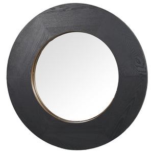 Safavieh Netta Round Wood Mirror - Elegant Home Decor Accent For Entryways, Living Rooms, And Bedrooms Black 4% Metal,26% Mirror,44% Cork Veneer,26% Manufactured Wood Cmi4002c