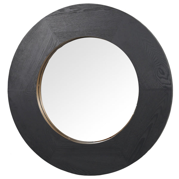 Safavieh Netta Round Wood Mirror - Elegant Home Decor Accent For Entryways, Living Rooms, And Bedrooms Black 4% Metal,26% Mirror,44% Cork Veneer,26% Manufactured Wood Cmi4002c