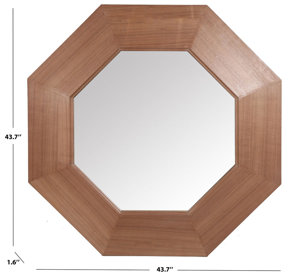 Safavieh LACARLO Octagonal Wood Mirror - Sculptural Elegance for Modern & Rustic Home Décor Spaces Walnut CMI4003B