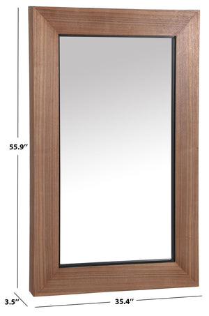 Safavieh Lacarlo Rectangle Wood Mirror In Elegant Walnut Finish – Stylish Decor For Any Home Space Walnut 7% Metal,34% Mirror,33% Cork Veneer,26% Manufactured Wood Cmi4004b