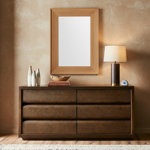 Safavieh INGALL Wood Mirror in Natural Finish - Elegant, Versatile Home Decor for Entryways and Bedrooms CMI4006A