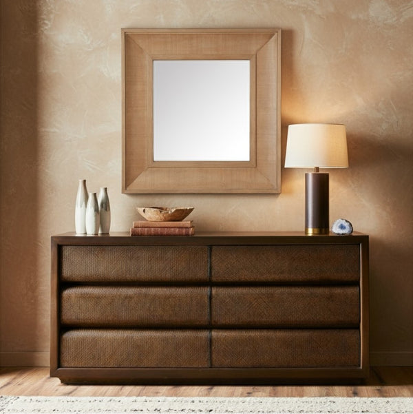 Safavieh KAYA Square Wood Mirror – Contemporary Elegance for Modern Spaces, Perfect for Any Room Decor Natural CMI4007A