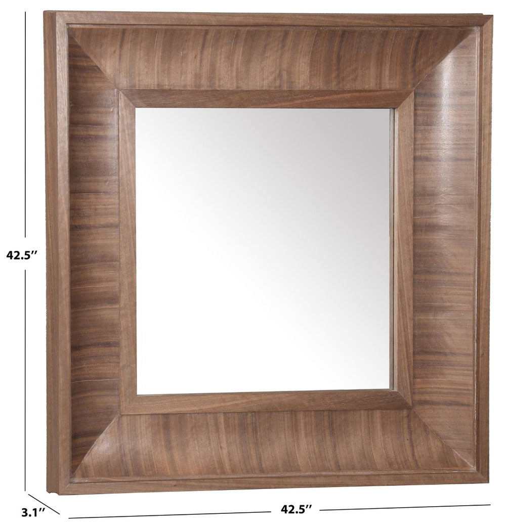 Safavieh KAYA Square Wood Mirror – Contemporary Elegance for Modern Spaces, Perfect for Any Room Decor Walnut CMI4007B