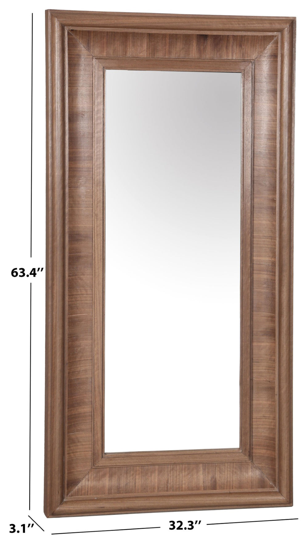 Safavieh KAYA Rectangle Wood Mirror - Elevate Your Space with a Sleek, Minimalist Design for Modern Interiors Walnut CMI4008B