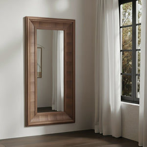Safavieh KAYA Rectangle Wood Mirror - Elevate Your Space with a Sleek, Minimalist Design for Modern Interiors Walnut CMI4008B