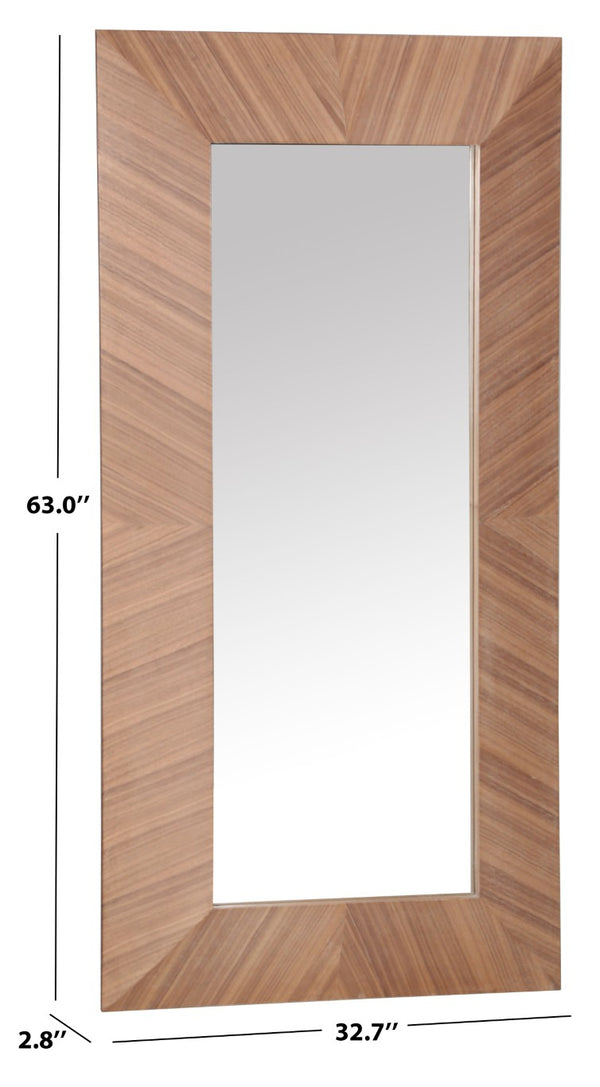 Safavieh Lacarlo Tall Rectangular Wood Mirror with Warm Walnut Finish for Bedroom or Entryway CMI4009B
