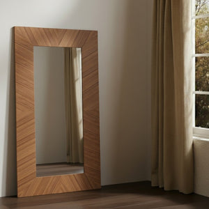 Safavieh Lacarlo Tall Rectangular Wood Mirror with Warm Walnut Finish for Bedroom or Entryway CMI4009B