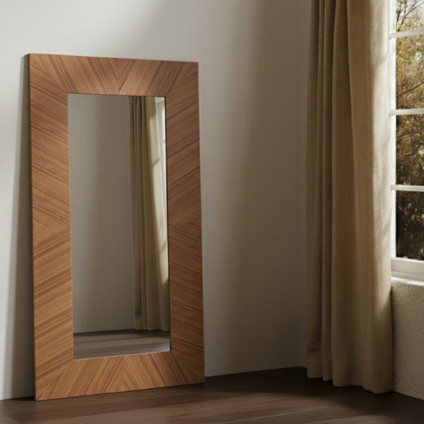 Safavieh Lacarlo Tall Rectangular Wood Mirror with Warm Walnut Finish for Bedroom or Entryway CMI4009B