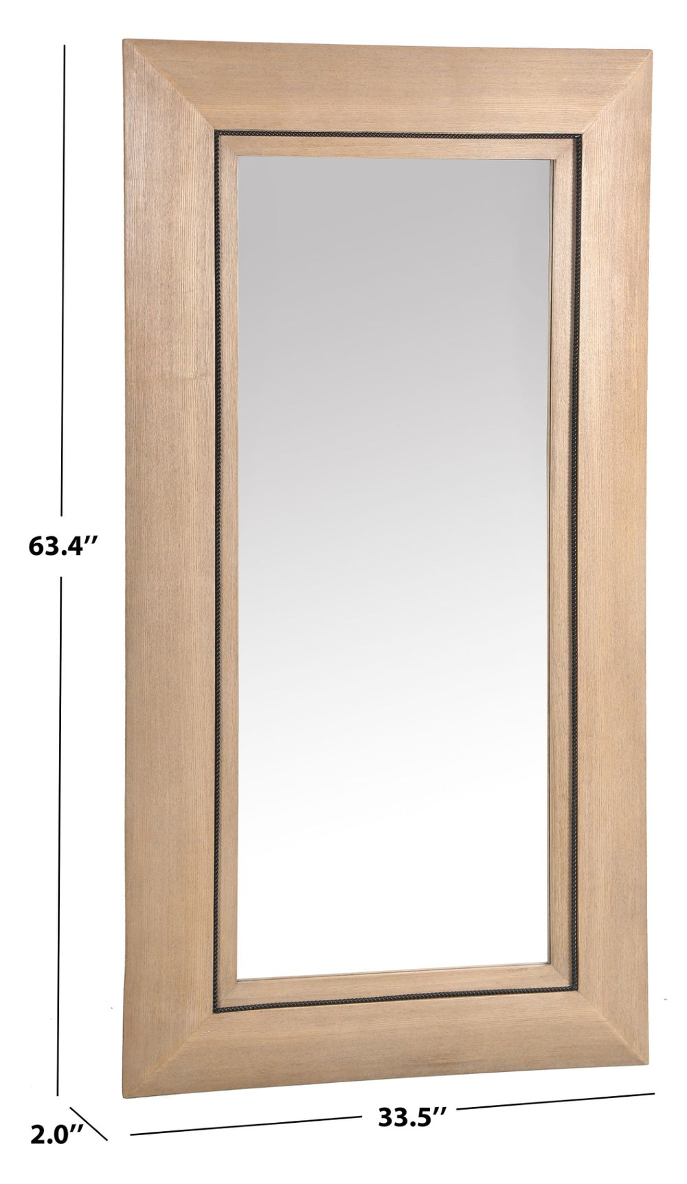 Safavieh TENRIC Large Rectangle Wood Mirror in Natural - Elegant Design, Perfect for Entryways & Living Spaces CMI4012A