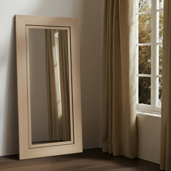 Safavieh TENRIC Large Rectangle Wood Mirror in Natural - Elegant Design, Perfect for Entryways & Living Spaces CMI4012A