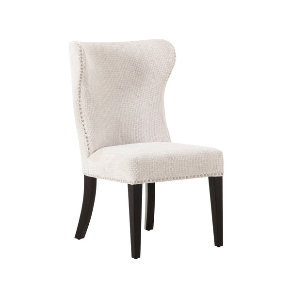 Pasargad Elara Upholstered Dining Chair Set - 2 Elegant Pieces With Nailhead Detail In Ivory Ivory Polyester Pzw-2066
