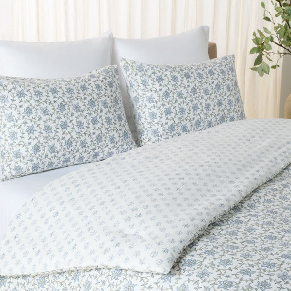 Safavieh Floral Block Print Cotton Comforter Set Reversible Garden Inspired Bedding for King Beds King/Cal King CMT2000A-K
