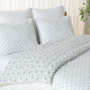 Safavieh Floral Block Print Cotton Comforter Set Reversible Garden Inspired Bedding for King Beds Queen/Full CMT2000A-Q