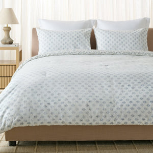 Safavieh Floral Block Print Cotton Comforter Set Reversible Garden Inspired Bedding for King Beds Queen/Full CMT2000A-Q