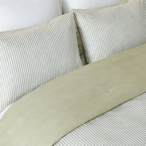 Safavieh Stripe Reversible Cotton Comforter Set Yarn Dyed Olive Tufted Breathable Bedding King/Cal King CMT2001C-K