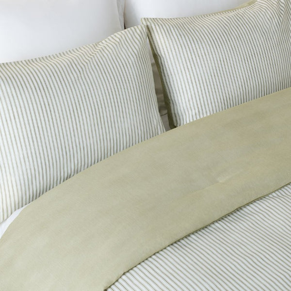 Safavieh Stripe Reversible Cotton Comforter Set Yarn Dyed Olive Tufted Breathable Bedding King/Cal King CMT2001C-K