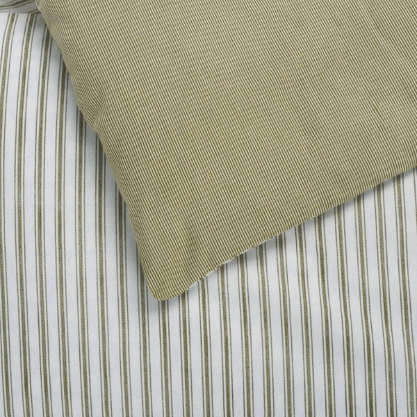 Safavieh Stripe Reversible Cotton Comforter Set Yarn Dyed Olive Tufted Breathable Bedding King/Cal King CMT2001C-K