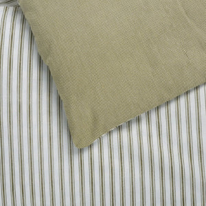 Safavieh Stripe Reversible Cotton Comforter Set Yarn Dyed Olive Tufted Breathable Bedding Queen/Full CMT2001C-Q