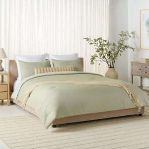 Safavieh Stripe Reversible Cotton Comforter Set Yarn Dyed Olive Tufted Breathable Bedding Queen/Full CMT2001C-Q