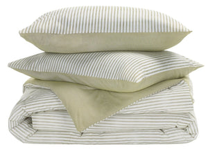 Safavieh Stripe Reversible Cotton Comforter Set Yarn Dyed Olive Tufted Breathable Bedding Queen/Full CMT2001C-Q