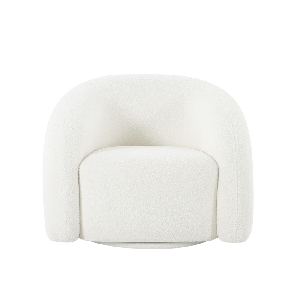 Pasargad Home Azzurro Swivel Chair - Luxurious Boucle Fabric, Modern Design, 360-degree Comfort Ivory Boucle Pzw-50046