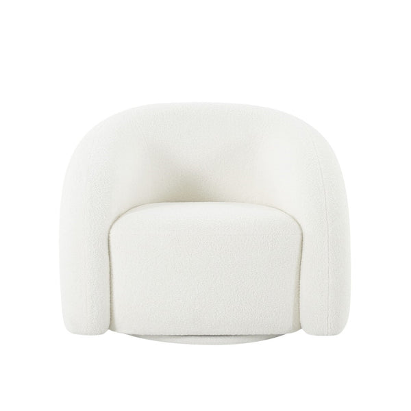 Pasargad Home Azzurro Swivel Chair - Luxurious Boucle Fabric, Modern Design, 360-degree Comfort Ivory Boucle Pzw-50046