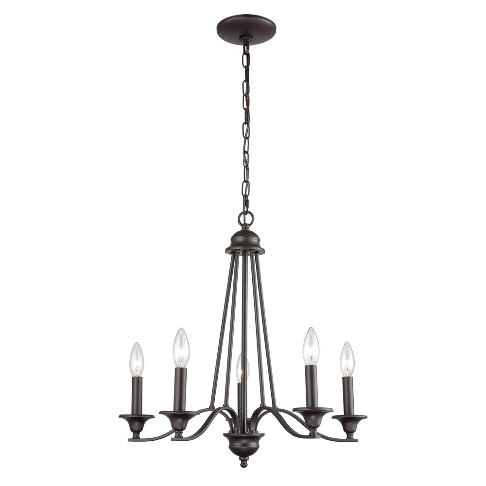Thomas Lighting Farmington Five Light Chandelier Oil Rubbed Bronze Slim Arms Dining Room Fixture CN110521