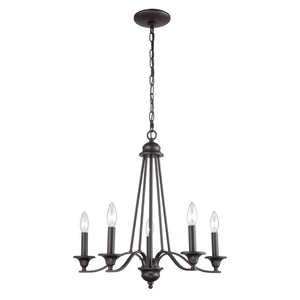 Thomas Lighting Farmington Five Light Chandelier Oil Rubbed Bronze Slim Arms Dining Room Fixture CN110521