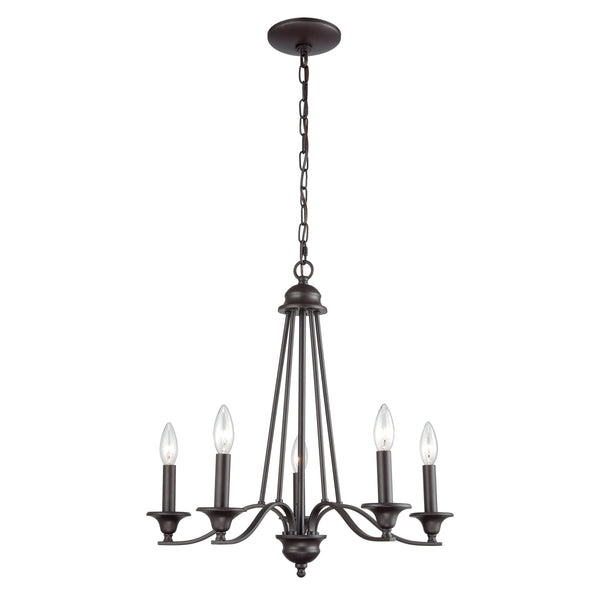 Thomas Lighting Farmington Five Light Chandelier Oil Rubbed Bronze Slim Arms Dining Room Fixture CN110521
