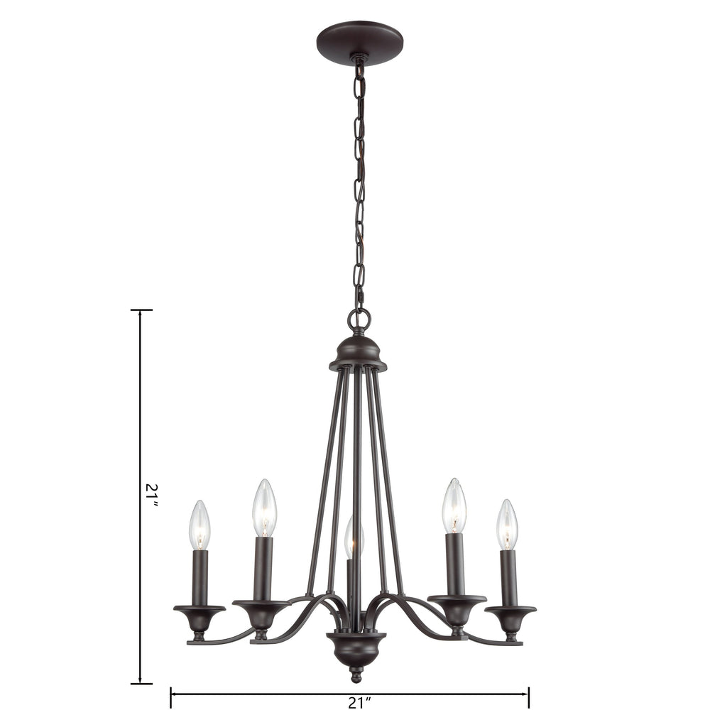 Thomas Lighting Farmington Five Light Chandelier Oil Rubbed Bronze Slim Arms Dining Room Fixture CN110521