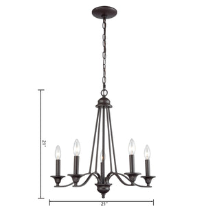 Thomas Lighting Farmington Five Light Chandelier Oil Rubbed Bronze Slim Arms Dining Room Fixture CN110521