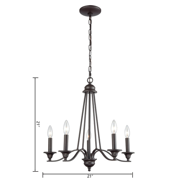 Thomas Lighting Farmington Five Light Chandelier Oil Rubbed Bronze Slim Arms Dining Room Fixture CN110521