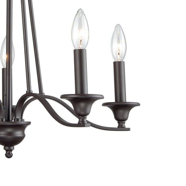 Thomas Lighting Farmington Five Light Chandelier Oil Rubbed Bronze Slim Arms Dining Room Fixture CN110521