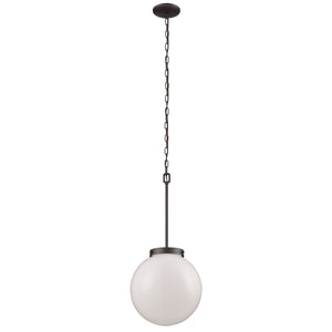 Thomas Lighting Beckett Globe Pendant Light Oil Rubbed Bronze Modern Fixture for Kitchen or Dining 12 inches White CN120041