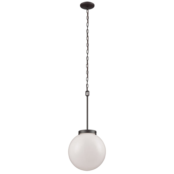 Thomas Lighting Beckett Globe Pendant Light Oil Rubbed Bronze Modern Fixture for Kitchen or Dining 12 inches White CN120041