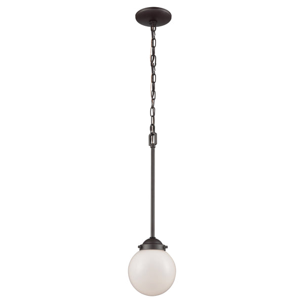 Thomas Lighting Beckett Globe Pendant Light Oil Rubbed Bronze Modern Fixture for Kitchen or Dining 6 inches White CN120151