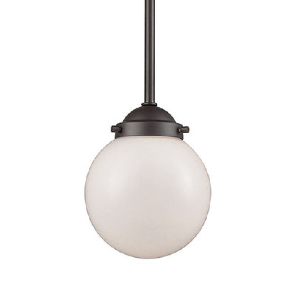 Thomas Lighting Beckett Globe Pendant Light Oil Rubbed Bronze Modern Fixture for Kitchen or Dining 6 inches White CN120151